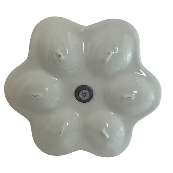 Easter Egg Tray Colorful Ceramic Platter Holds Six Dyed Eggs Silver Tone Handle - Picture 7 of 7